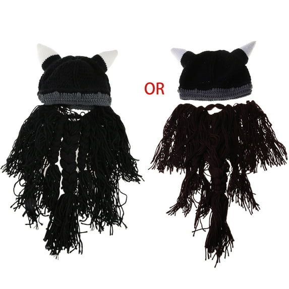 lanema Funny Viking Beard Knit Beanie Hat for Masquerade Parties