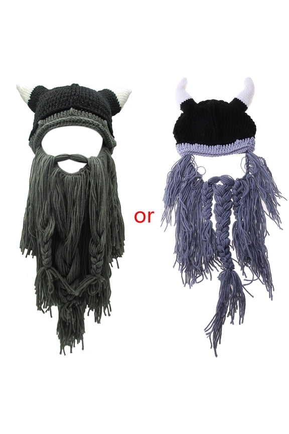 Funny Viking Beard Knit Beanie Hat for Masquerade Parties
