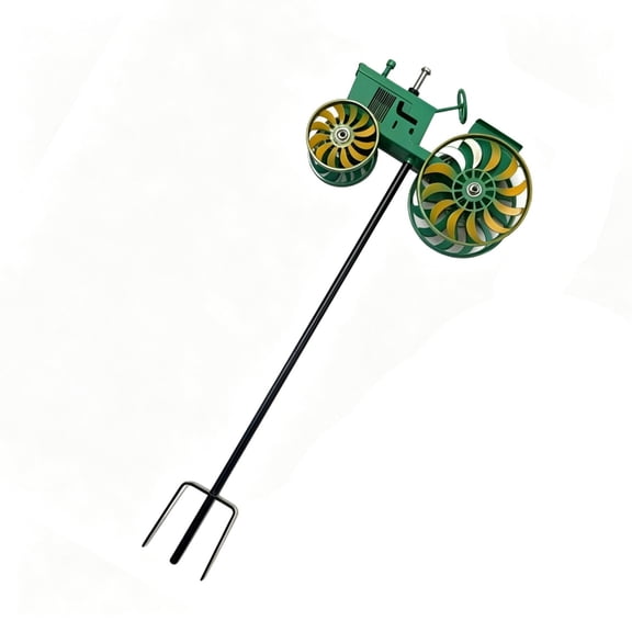 lanema Garden Wind Spinner Tractor Windmill Stake With Rotatable Wheels for Yard