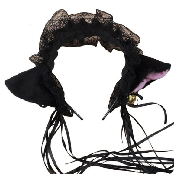 lanema Girls Pleated Lace with Ear Shape Headband Multiple Color Halloween Taking Photo Headband Carnivals Party Headpiece