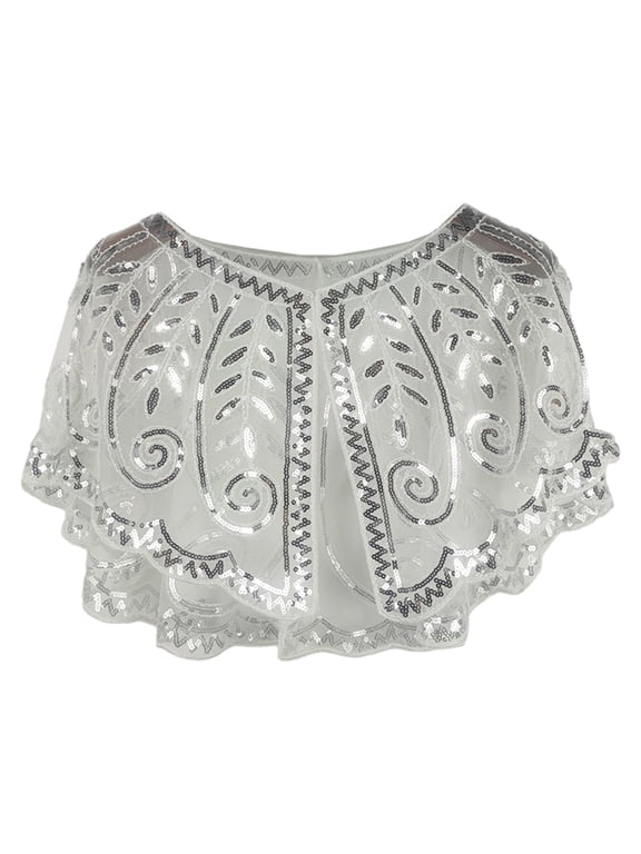 Glittering Party Ponchos Embellished Tulle Wrap Shawl Mesh Shawl Beaded Styles
