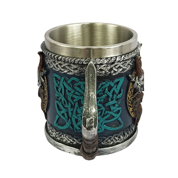 lanema Gothic Drinking Cup Medieval Gothic Pirate Beer Mug Tankards with Axes Handle Gift