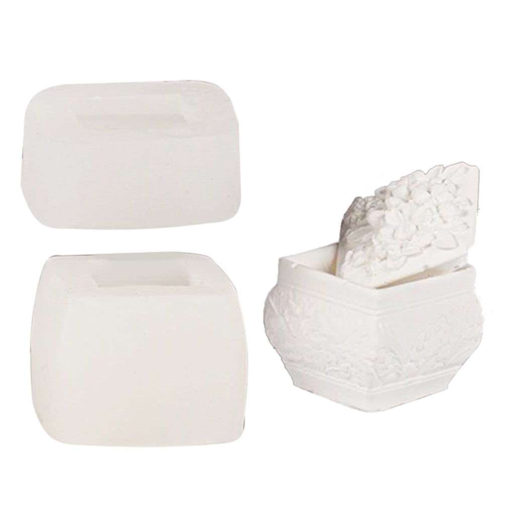 lanema Gypsum Ornaments Aromatherapys Candle Flowers Rose Storage Box Silicone Mold