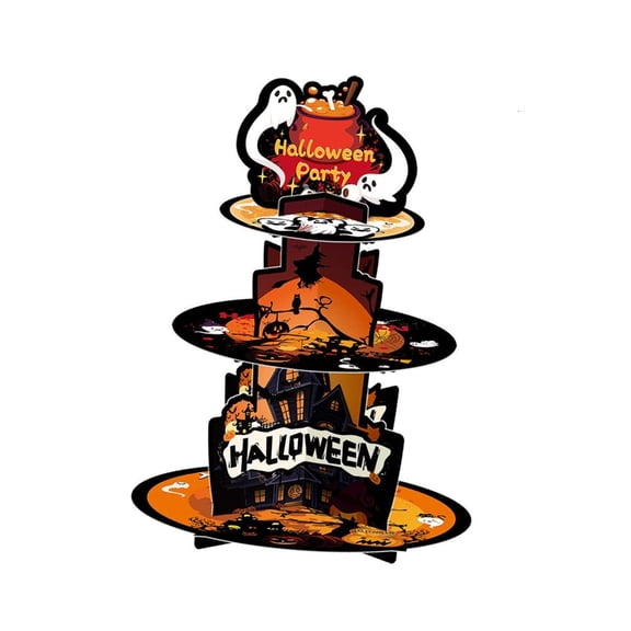 lanema Halloween Party Cupcake Stand 3 Tiered Paper Dessert Display Stand for Sweets