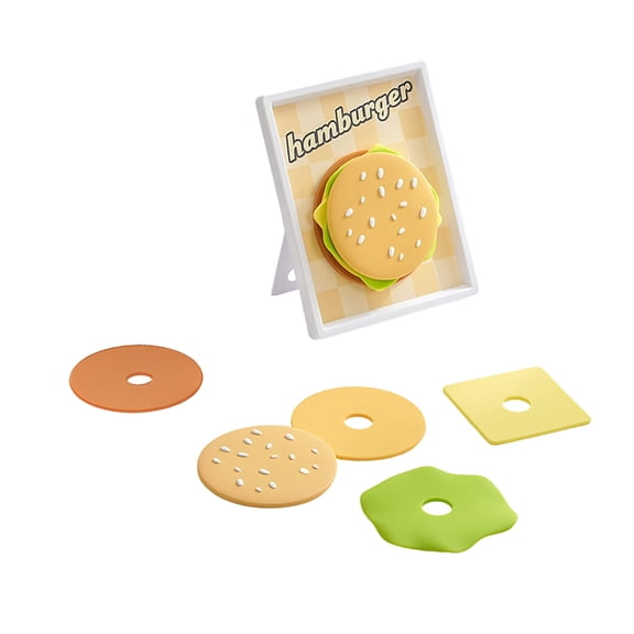 lanema Hamburger Shaped Silicone Heat Resistant Coasters Set With Magnetic Frame Nonslip Placemat For Kitchen And Dining Table