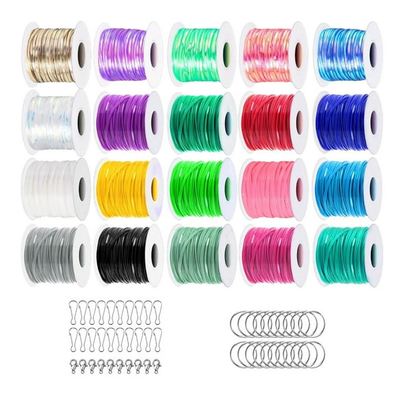 lanema Handicraft Lacing Cord Collection Lanyard Weaving 20 Assorted Colors Plastics Lace Cord for Keychains and Jewelry