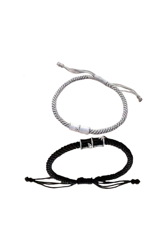 Handmade Bamboos Knot Weave Couple Bracelets Braided Wrist Chain for Valentines Day and Everyday Wear