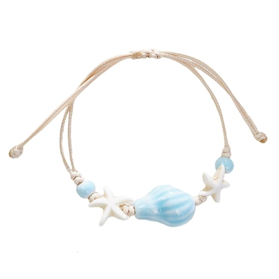 lanema Handmade Ceramic Shell Bangle Adjustable Wrist Jewelry Unique Beach Design Bracelet For Girls Hot Day Accessory