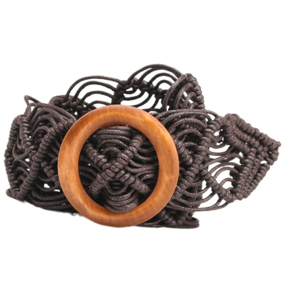 lanema Handwoven Waxed Rope Waist Belt Bohemian Style Adjustable Wide Women Accessory