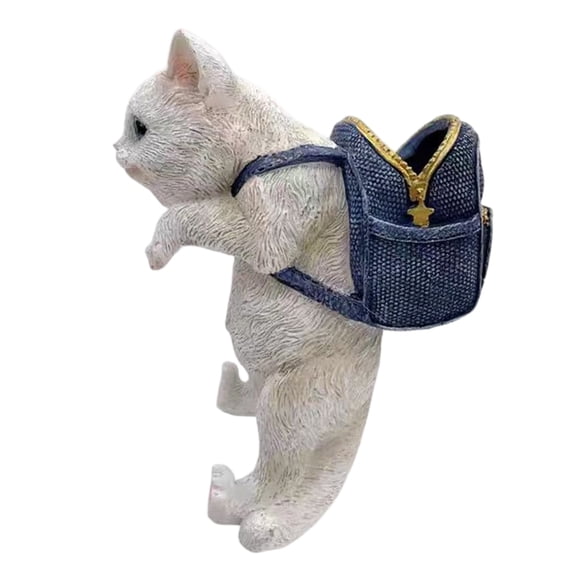 lanema Hanging Cats Figurine with Storage Basket Statue Aquarium Accessory