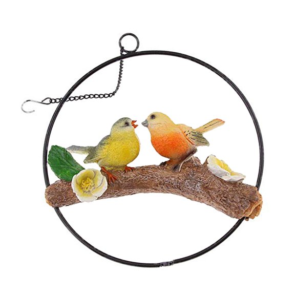 lanema Hanging Parrots Statue Sculpture Perching on Branch Patio Garden Lawn Decors Nature Lover Tropicals Bird Collectors