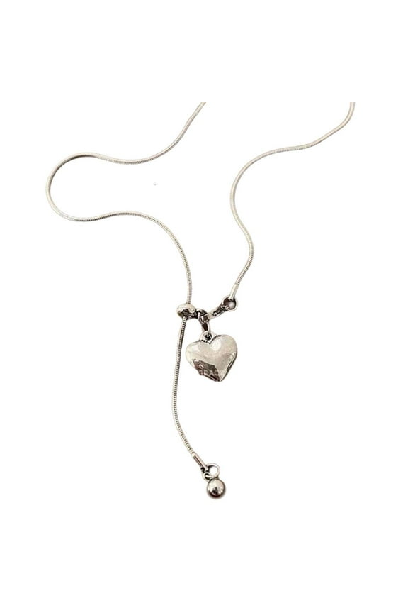 Heart Charm Necklace Stainless Steel Texture Neck Jewelry for Expressing Love