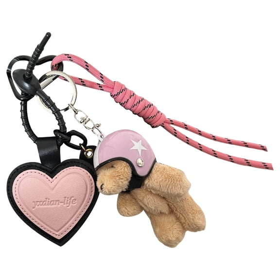 lanema Heart Keyring Phone Keychain Creative Car Key Chain Lovely Bear Keyrings Hanging Ornaments Bag Charm for Woman