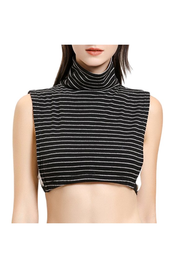 High Neck Detachable Collar Striped Pattern Decorative Collar Insert Half Shirt