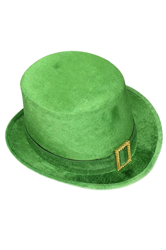 Homburg Party Hat Green Leprechaun Top Hat Green Porkpie Hat for Boy Men Club Irish Holiday Accessories