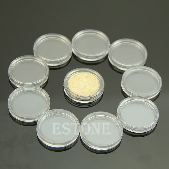 lanema Hot 22mm Clear Round Cases Coin Storage Capsules Holder Round Plastic