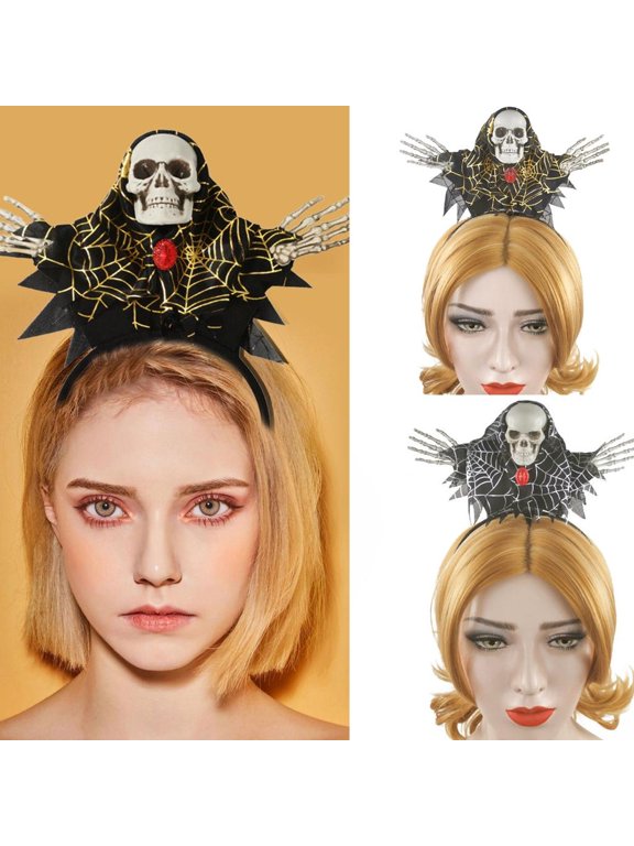Hot Girls Headband with Spiderweb Pattern Halloween Wash Face Hair Hoop