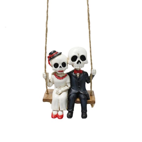 lanema Humorous Resin Skeleton Swing Statue Accessory Halloweens Party Theme Decoration