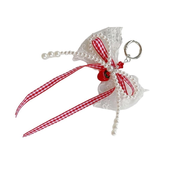 lanema Imitation Pearls and Lace Bowknot Bag Accessory With Portable Designs Fashion Accessory for Sweet Styles Enthusiasts