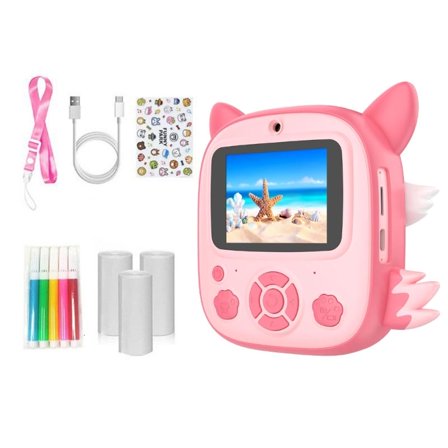 lanema Instantly Print Digital Camera For Children with 3Roll Paper Creative Art Gift