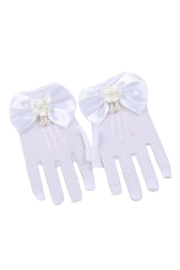 Kids Bowknot Lace Gloves for DressingUp Perfect for Dance Recitals Parties and Theme Event Festival Celebration Handwear