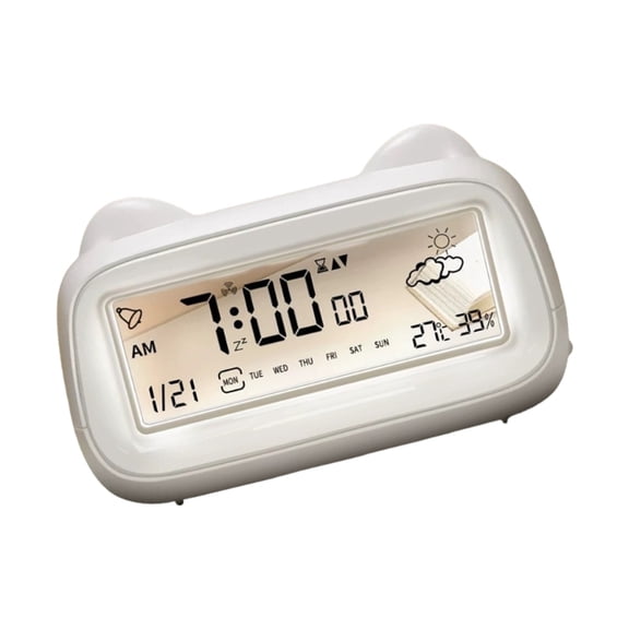 lanema Kids Friendly Puss Molded Alarm Clock Highlighting Dampness Observe And Gentle Lighting