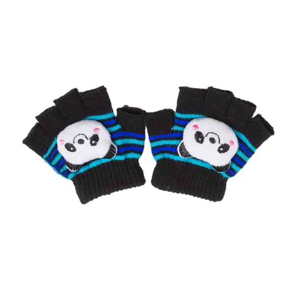 lanema Kids Winter Half Finger Gloves Warm Unisex Hand Gloves Children Cartoon Mittens