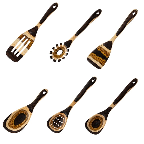 lanema Kitchen Wooden Cookware Classical Moroccan Gradients Color Cooking Spoon Spatula