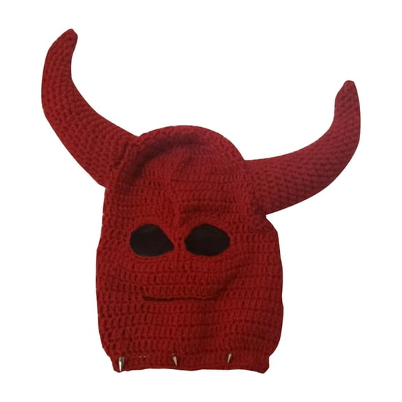 lanema Knit Balaclava Cap Novelty Beanie Hat with Devil Horns Fashion Winter Hat