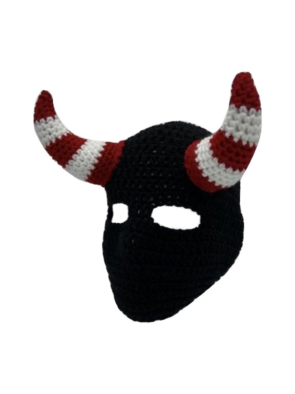 Knit Balaclava Cap Novelty Beanie Hat with Devil Horns Fashion Winter Hat