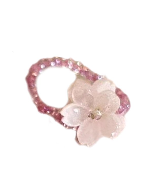 Korean Styles Elastic Beaded Floral Rings Adjustable Beaded Flower Lightweight Women Jewelry for Party
