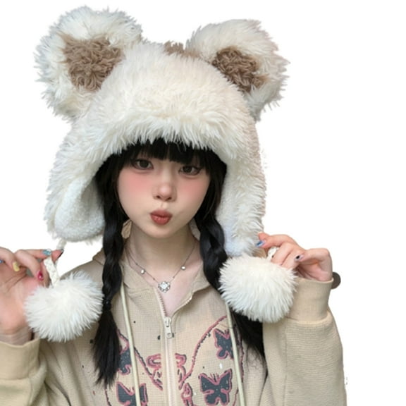 lanema Large Bear Hat for Winter Ears Winter Beanie for Hot Girls Y2K Girls