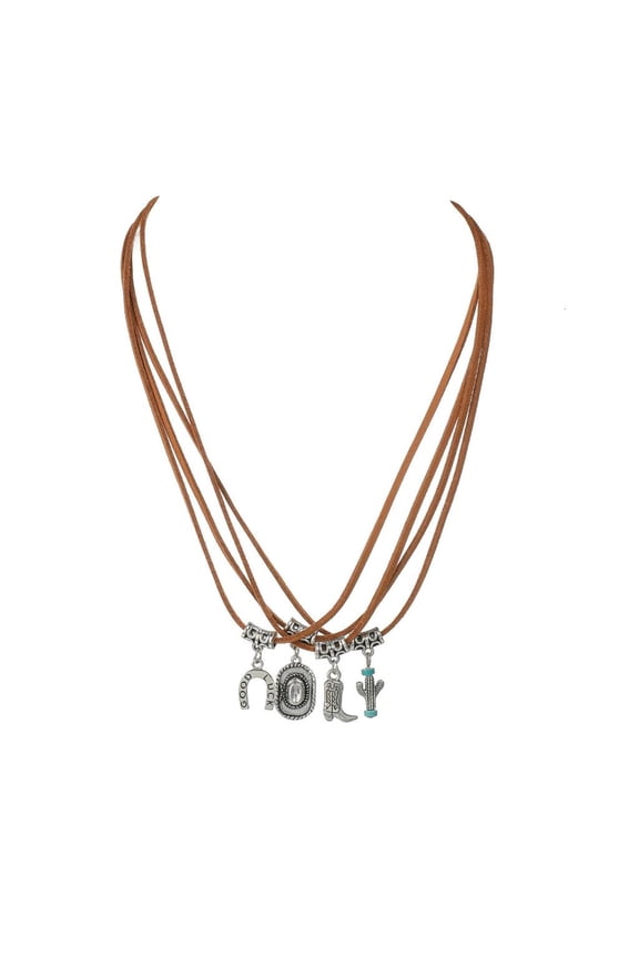 Layered Chokers Necklace Featuring Pendant Charm Western Styles Layered Chocker for a Unique Fashion Statement