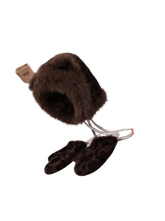 Leopard Print Plush Hat Warm Earmuff Hat Winter Fashionable Hat Outdoor Activity
