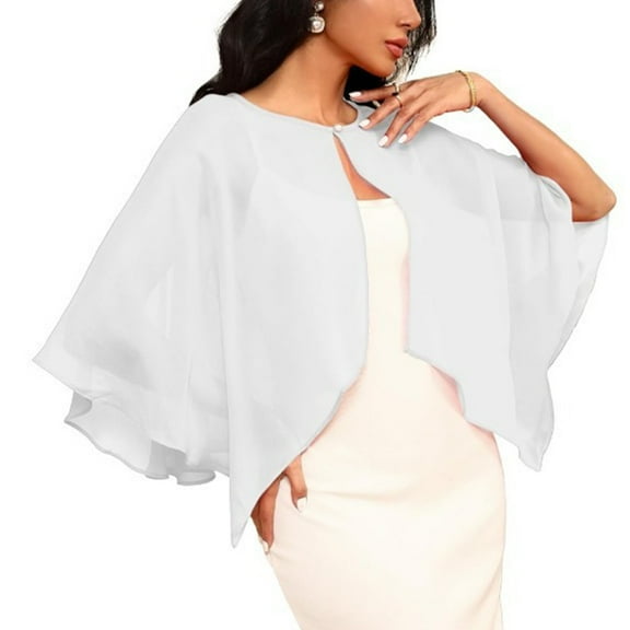 lanema Lightweight Chiffon Bridal Shawl UPF30 Sun Protection Pearls Button Summer Wedding Shoulder Cover Elegant Sheer Wrap