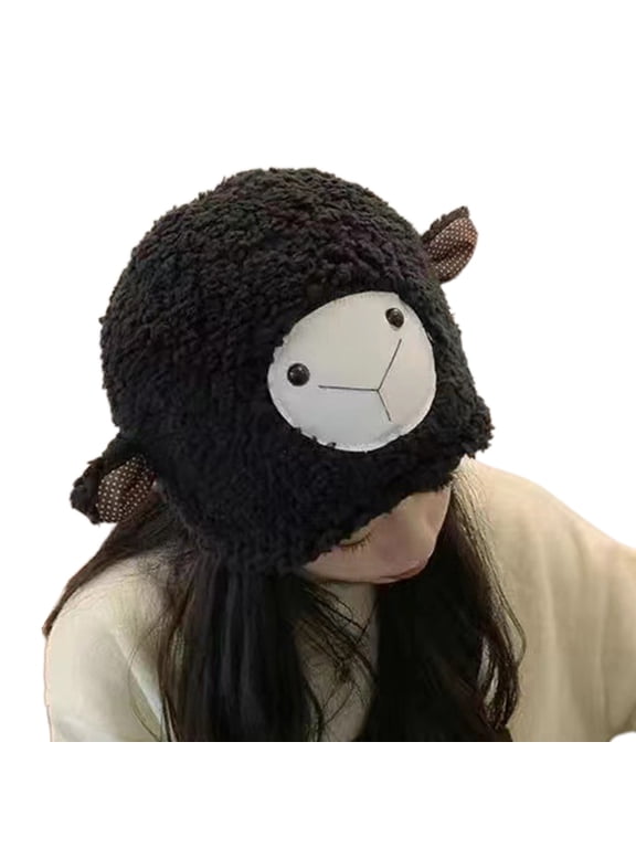 Little Devil hat Plush Sheep Hat Sheep Ear Hat Girl Funny Hat Skullies Beanie
