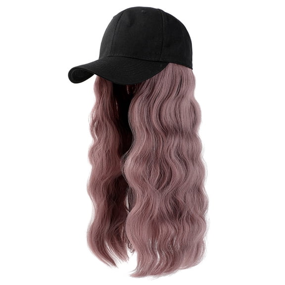 lanema Long Wavy Wig Curly Wig Baseball Cap With Hair Extension Baseball Cap Hair Wig