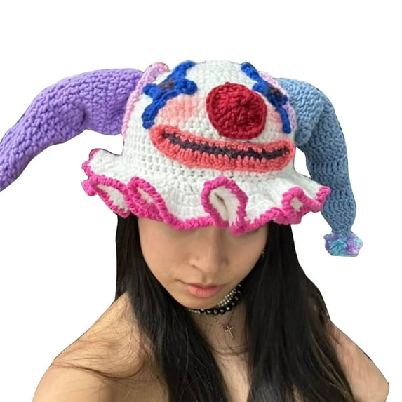 lanema Lovely Clown Beanie Hat Windproof Skull Cap Soft Pullover Hat for Cycling Hiking