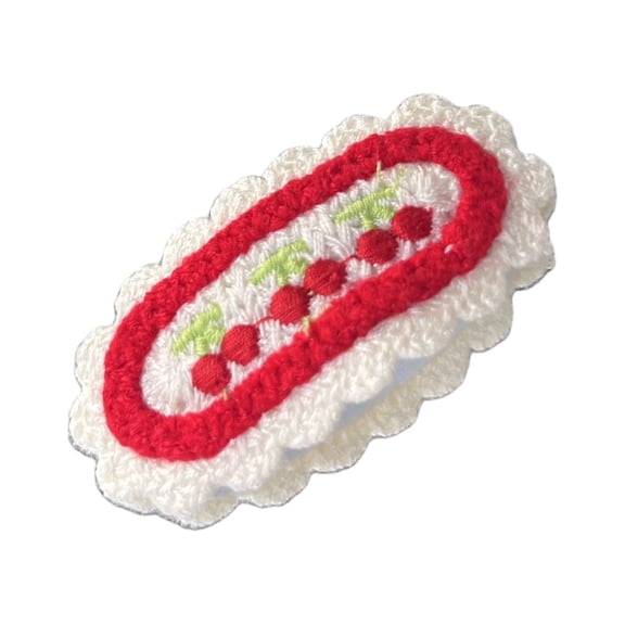 lanema Lovely Knit Hair Barrettes Cherry Flower Design Hairpin Fashionable Headwear For Women Girls Daily Styling