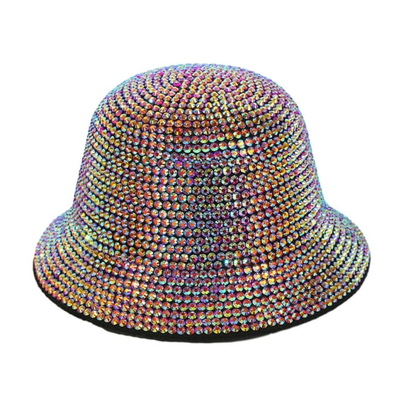 lanema Luxurious Bucket Hat for Adult Eye Catching Full Diamond Bling Rhinestone Hat
