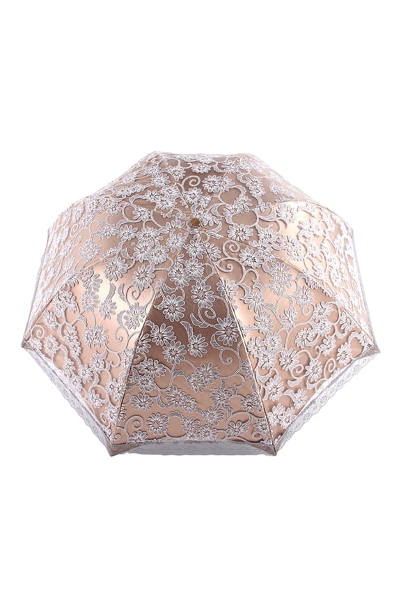 Luxury Flower Umbrella Rain Women 3 Folding Double Layer Lace Up Parasol
