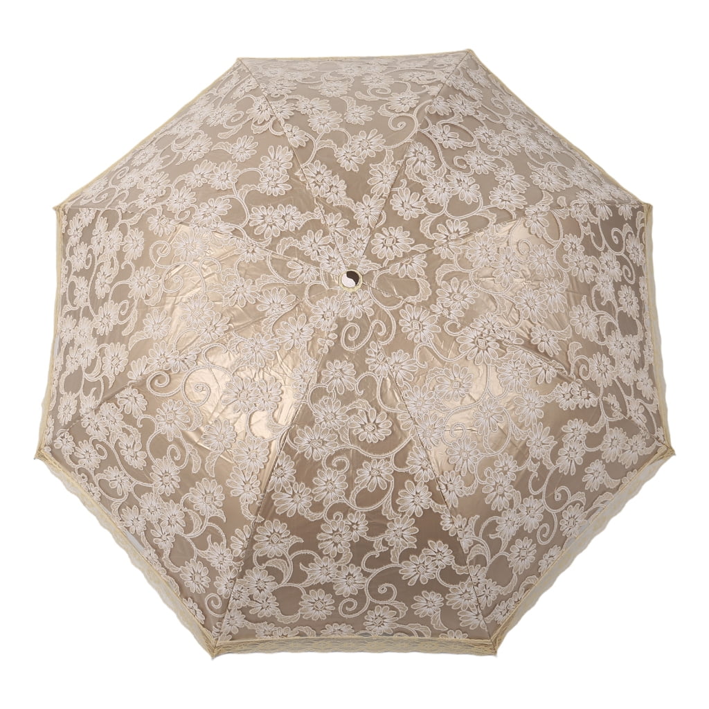 lanema Luxury Flower Umbrella Rain Women 3 Folding Double Layer Lace Up Parasol