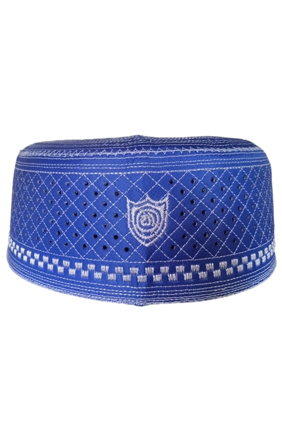 Men Islamic Prayer Bonnet Hat Breathable Holes Embroidery Muslims Eid Kufi Cap
