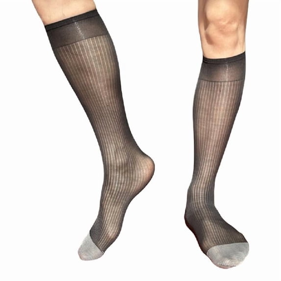 lanema Men's Formal Suit Socks Fashionable Fine Striped Dress Socks for Office Outfit