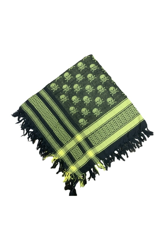 Mens Shemagh Scarves Keffiyeh Square Scarf Skull Pattern Tassels Arab Headscarf