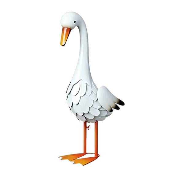 lanema Metal Bird Garden Statue for Yard Display, Freestanding Iron Waterfowl Figure with Textured Wing Detail for Lawn Edge
