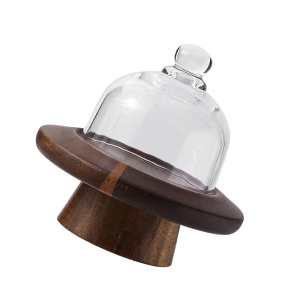 lanema Mini Wooden Dessert Stand For Cake Display With Glass Top Perfect For Small Treats