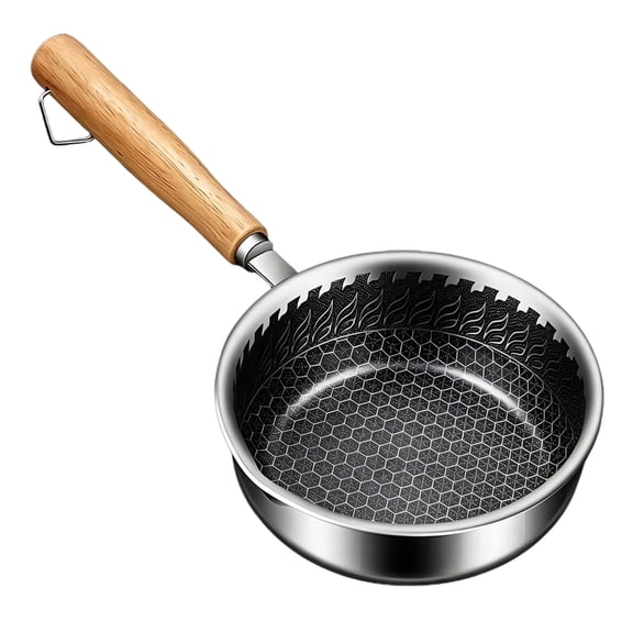 lanema Miniature Stainless Steel Frying Pan With Wood Handle For Single Serving Meals