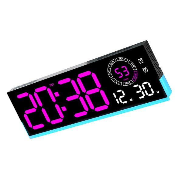 lanema Modern Electronic LED Wall Clock with Calendar Alarm and Temperature Readout