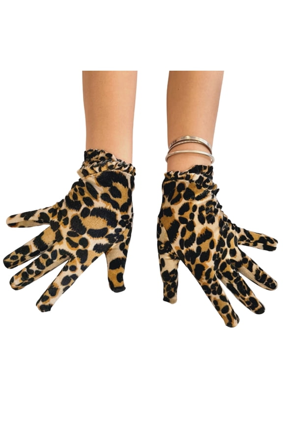 Modern Leopards Gloves Flexible Multipurpose Gloves Outdoor Indoor Use Print Winter Gloves Trendy Print Gloves Polyester Construction